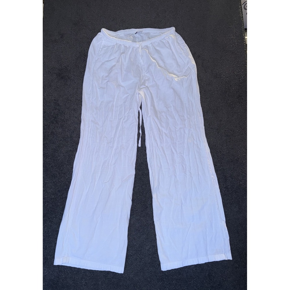 Blanco by Nature White 100% Cotton Wide Leg Drawstring Pants Medium Peru